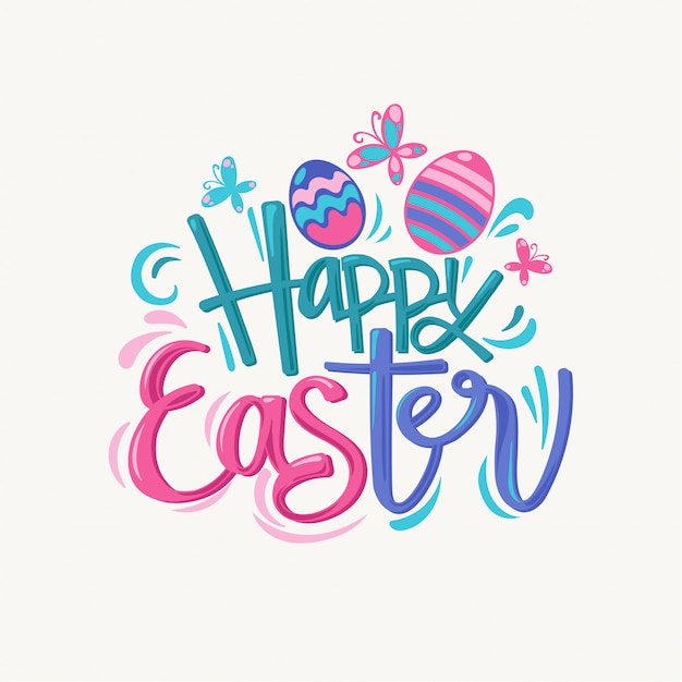 Happy Easter wenskaart met handschrift Happy Easter zin
