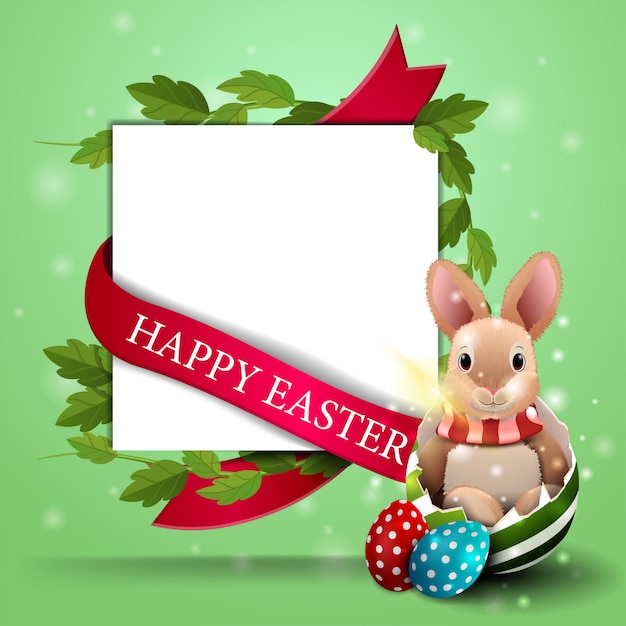 Happy Easter, white postcard template