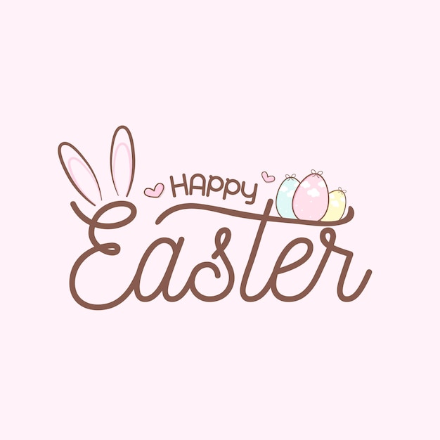 Happy easter with chocolate eggs and cute ears vector