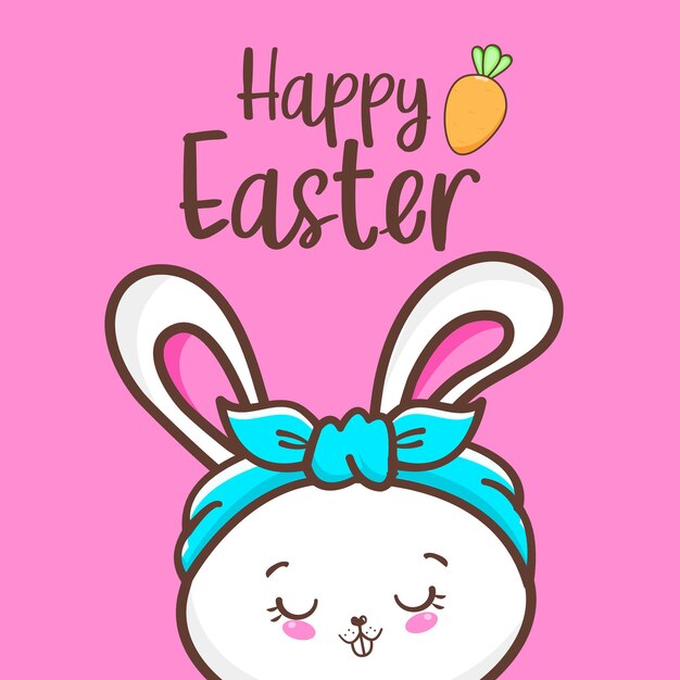 Happy easter with cute rabbit cartoon collection Vector