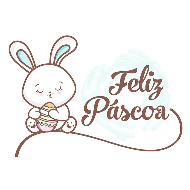 Happy easter with cute rabbit llustration Vector Brazil