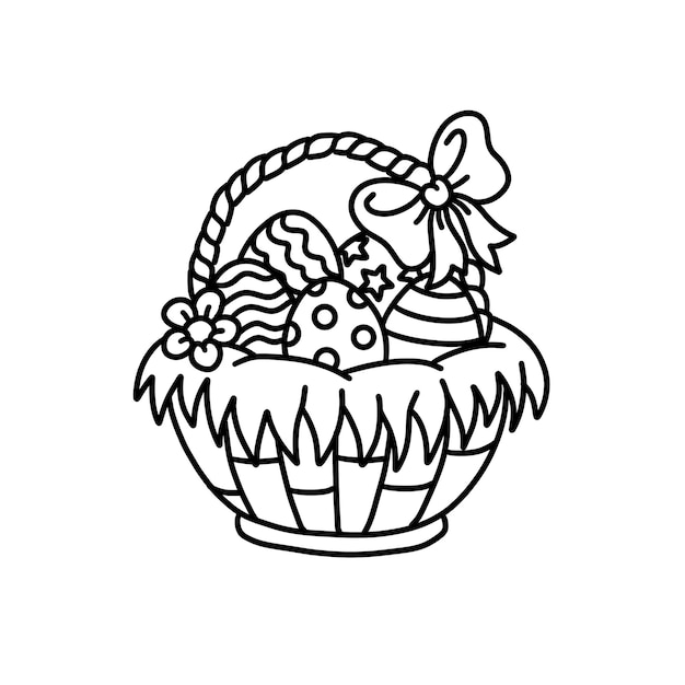 Vector happy easter with decorated eggs background beautiful design vector illustration outerline drawing