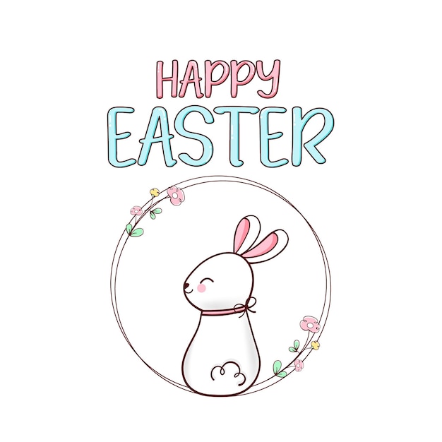 Happy easter with rabbit bunny free vector