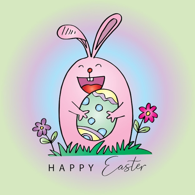 Vector happy easter with rabbit ears