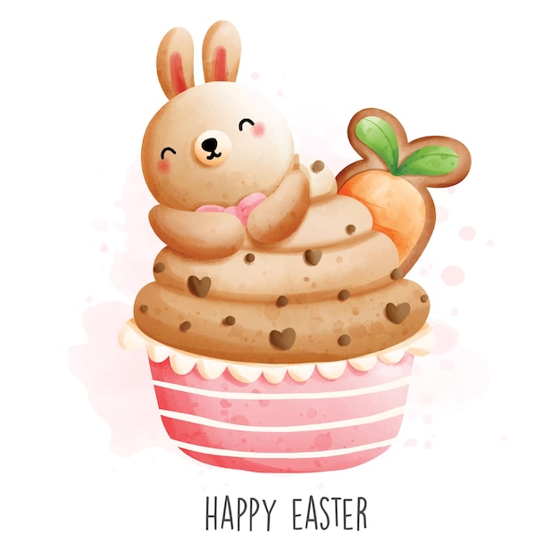 Happy easter with sweet cupcake and chicken