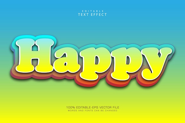 Happy editable text effect 3 dimension emboss cartoon style