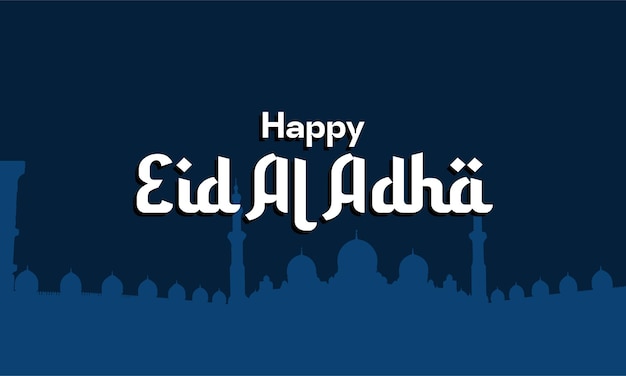 Vector happy eid al adha blue banner