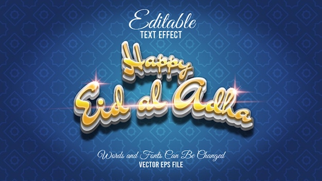 Vector happy eid al adha editable text effect