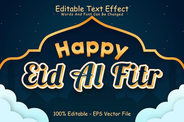 Happy eidalfitr編集可能なテキスト効果3次元エンボス漫画スタイル