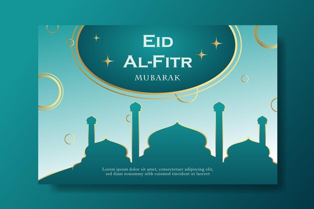 해피 Eid Al Fitr 평면 디자인 일러스트 배너 템플릿