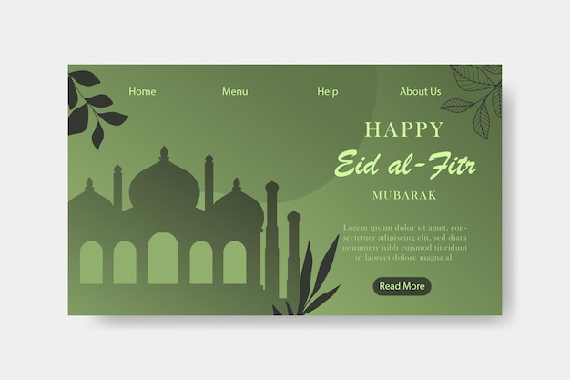 Happy Eid Al Fitr 일러스트레이션 방문 페이지 템플릿