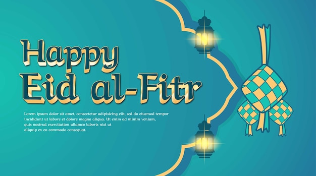 Vector happy eid al fitr islamic holy month banner text effect editable template design