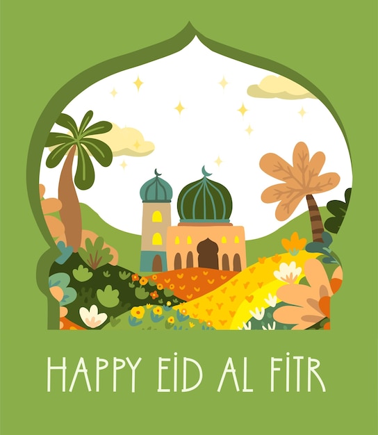 Vector happy eid al fitr poster