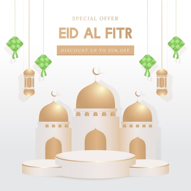 Happy eid al fitr social media plaatst islamitische decoratiesjabloon