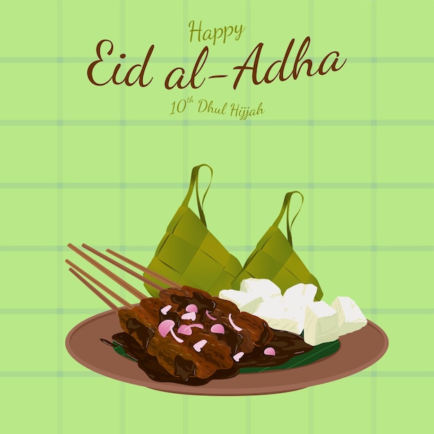 Vector happy eid aladha iftar moslem food