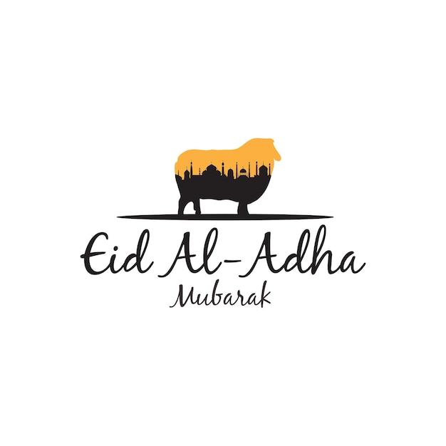 벡터 happy eid aladha mubarak 이슬람 종교 모스크 염소 로고 디자인