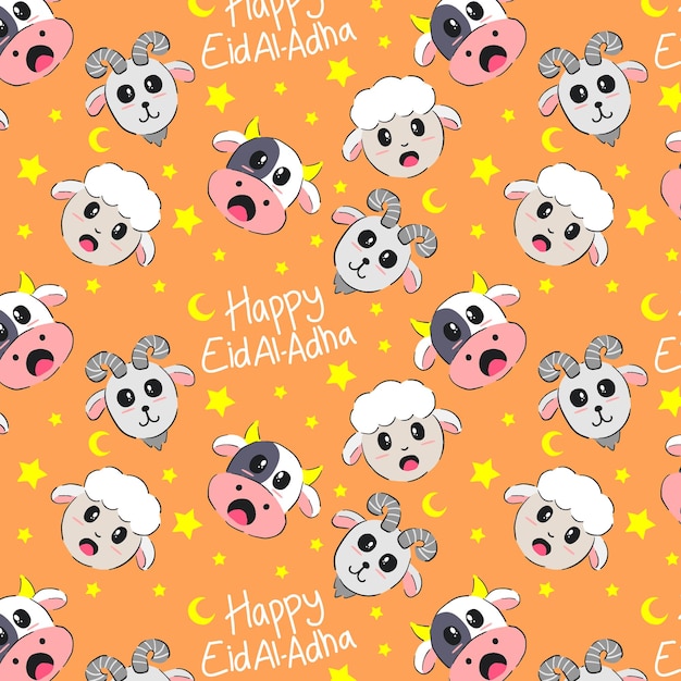 Vector happy eid aladha seamless pattern