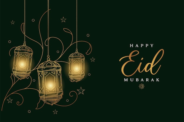 Happy eid alfitr gold background