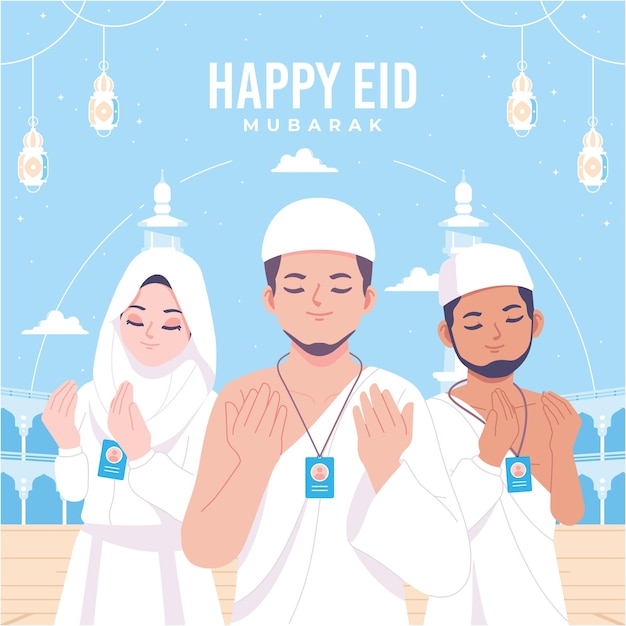Modello di saluto felice della carta di eid mubarak