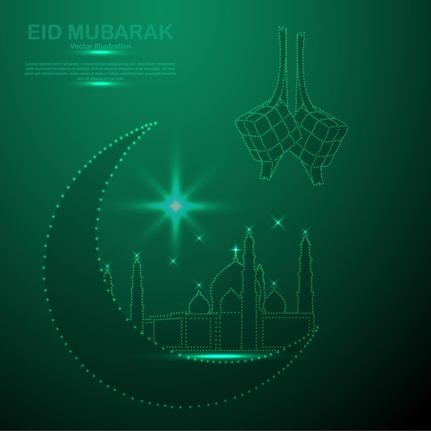 Happy Eid Mubarak은 점으로 구성되어 있습니다.