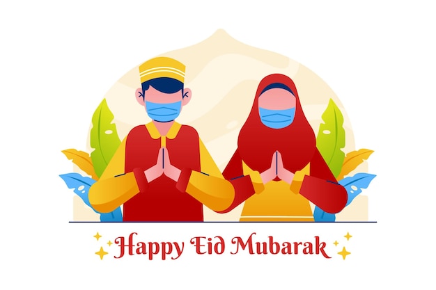 Happy Eid Mubarak Greeting Illustration