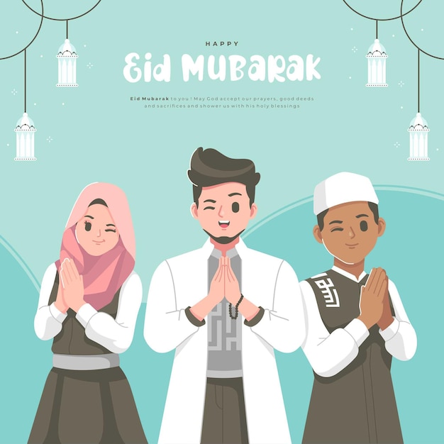 happy eid mubarak islamic character