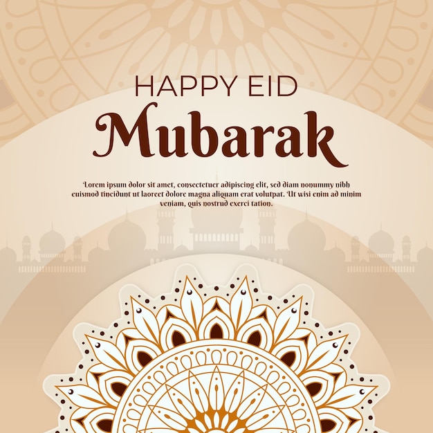 Vettore felice eid mubarak sfondo mandala decorativo di lusso