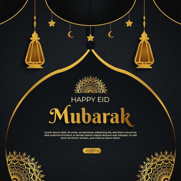 Felice eid mubarak sfondo mandala decorativo di lusso