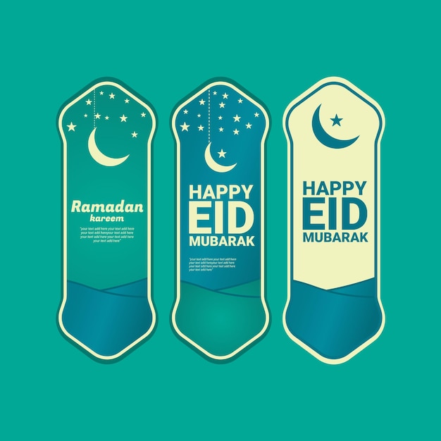 Happy eid mubarak moslem holy month greeting vector