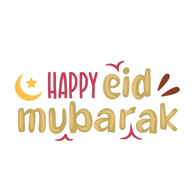 Happy eid mubarak typography vector for muslim