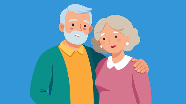 Happy elderly couple posing together with a smile