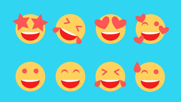 Happy emoji flat icons