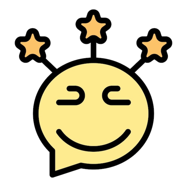 Vector happy emoji icon outline vector person fun activity effect color flat