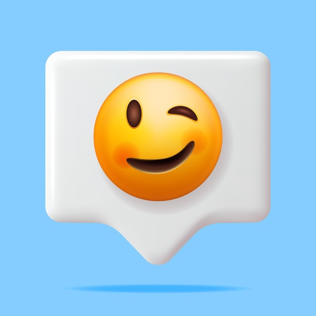 Happy emoticon with winking face on speech bubble