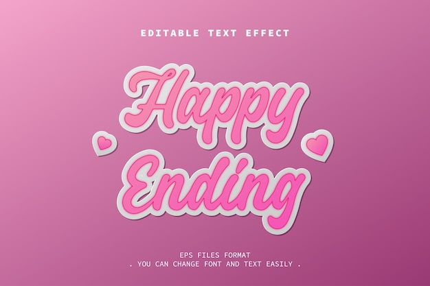 Happy ending text effect, editable text