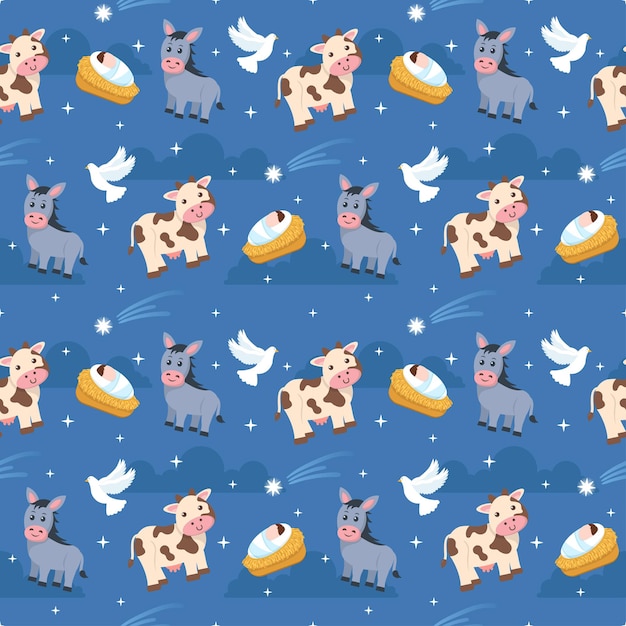 Happy Epiphany Day Seamless Pattern Design Christian Festival to Faith in Flat Cartoon Illustration