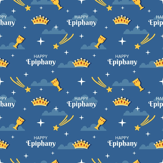 Vettore happy epiphany day seamless pattern design christian festival to faith in flat cartoon illustration