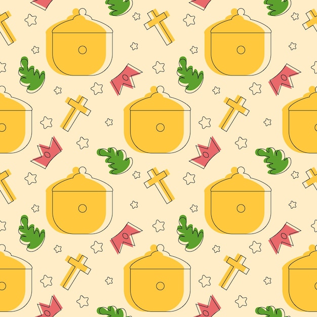 Happy Epiphany Day Seamless Pattern Design Christian Festival to Faith in Flat Cartoon Illustration