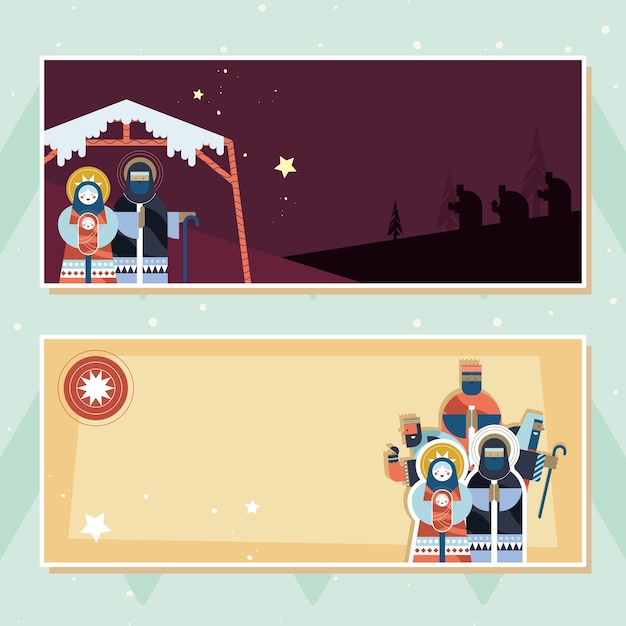 Vector happy epiphany postcards