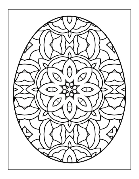 Libro da colorare per adulti del fiore di mandala dell'uovo di giorno dell'estere felice