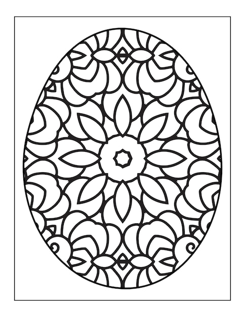 Happy Ester day egg Mandala flower adult coloring book