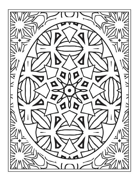 Happy Ester day egg mandala flower adult coloring book