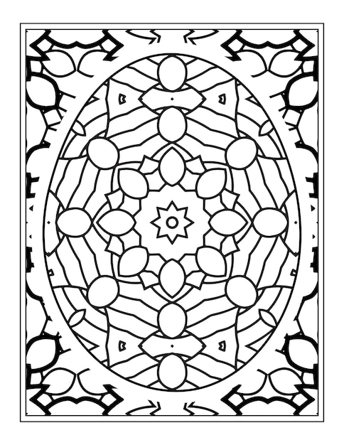 Happy Ester day egg mandala flower adult coloring book