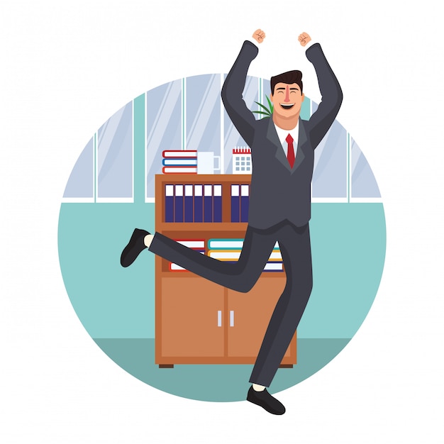 Vector happy executive businessman cartoon