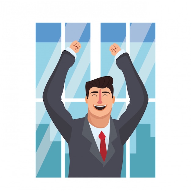 Vector happy executive businessman cartoon