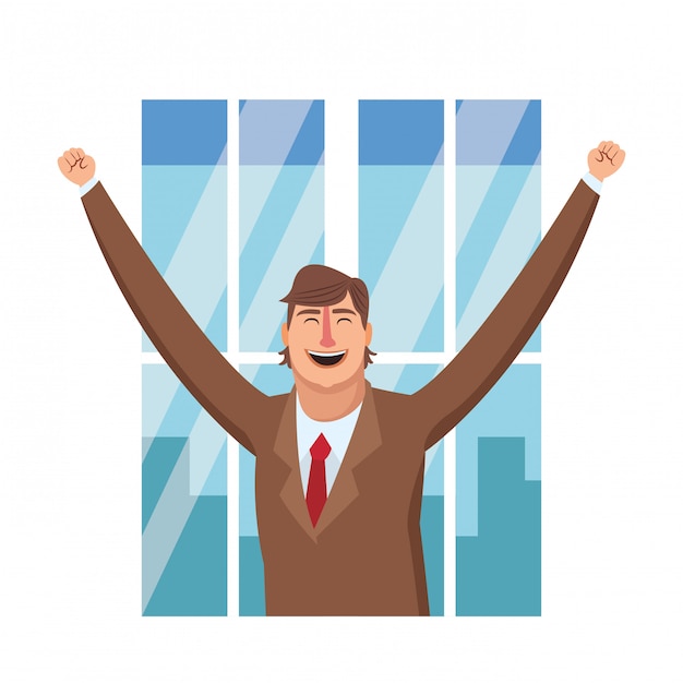 Vector happy executive businessman cartoon