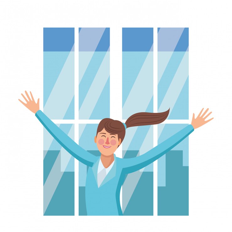 Vector happy executive businesswoman