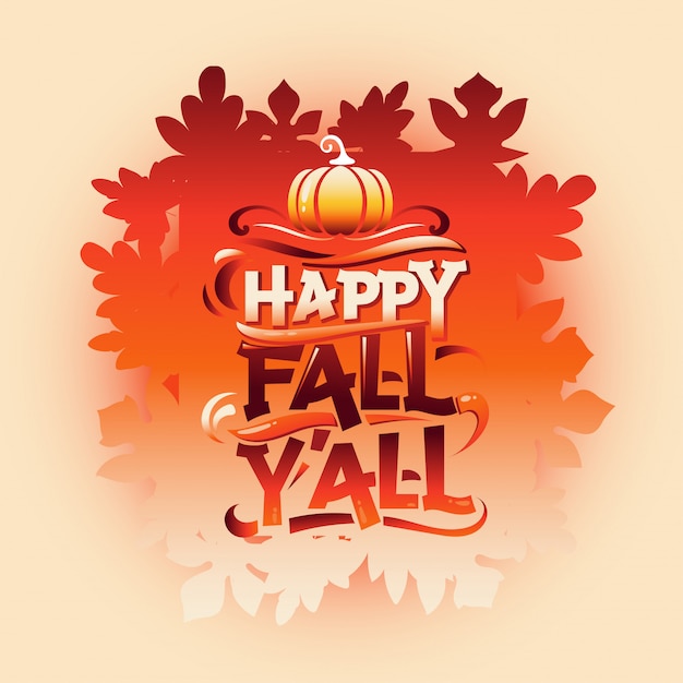 Happy fall, y'all, welcome autumn greeting card