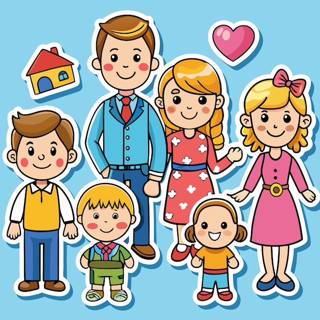 Vector happy family cartoon characters