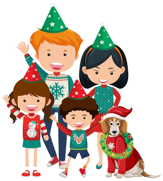 Vector happy family in christmas theme